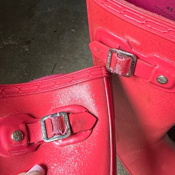 Hunter Girls Vibrant Red Pink Rain Boots Size 13 - Picture 4 of 10